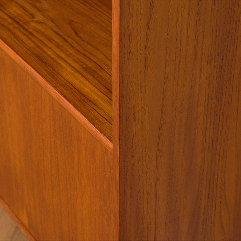 Teak Bookshelf with Drop-front Cabinet