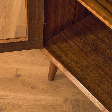 Walnut Bookshelf with Glass Doors