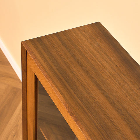 Walnut Bookshelf with Glass Doors