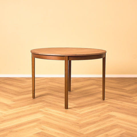 Swedish round dining table in teak and beech