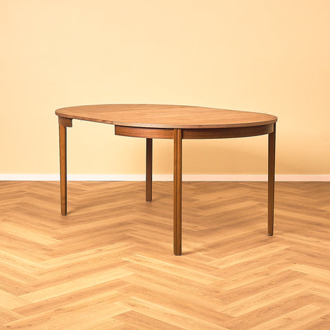 Swedish round dining table in teak and beech