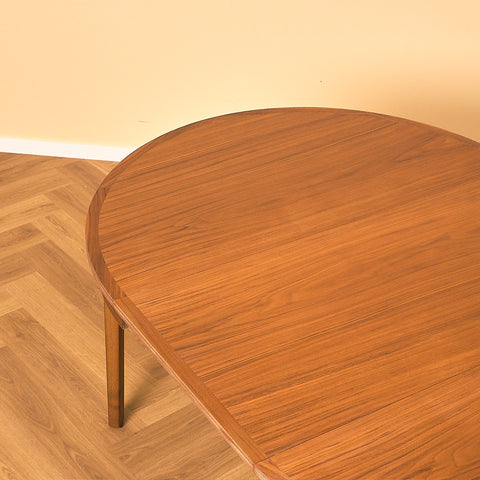 Swedish round dining table in teak and beech