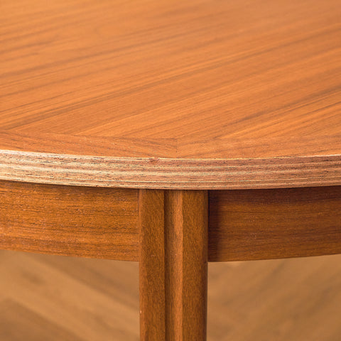 Swedish round dining table in teak and beech
