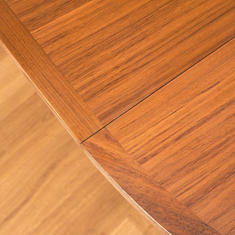 Swedish round dining table in teak and beech