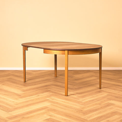 Swedish round dining table in teak by Nils Jonsson for Troeds