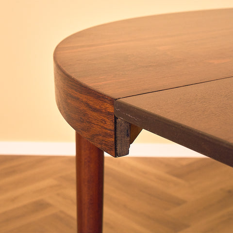 Danish round dining table in Santos rosewood by Villy Schou Andersen