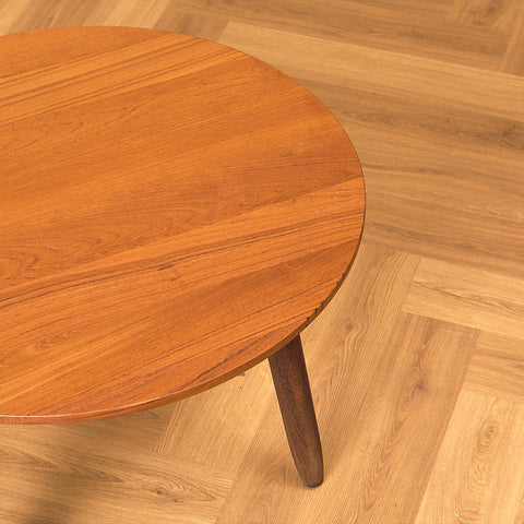 Danish small coffee table in teak and walnut