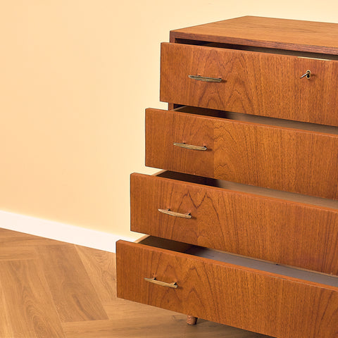 Danish Teak Chest of Drawers with Oak Legs