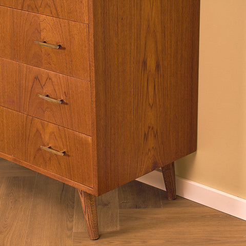 Danish Teak Chest of Drawers with Oak Legs