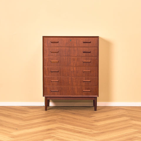 Tall Dark Teak Chest of Drawers