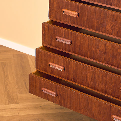 Tall Dark Teak Chest of Drawers