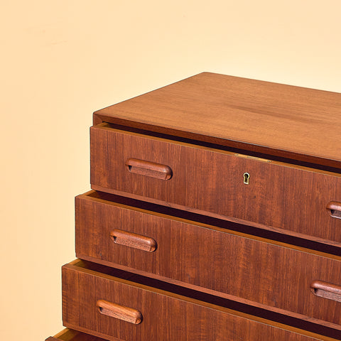 Tall Dark Teak Chest of Drawers