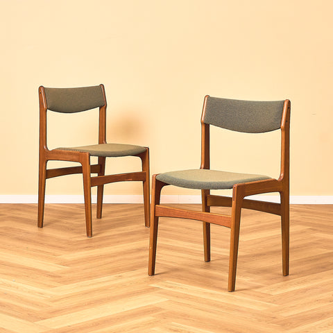 Danish dining chairs in teak by Erik Buch for Nova Stolefabrik