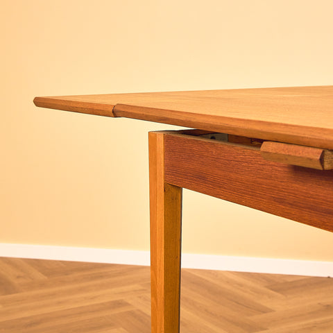 Square Teak Dining Table with Pull-out Leaves
