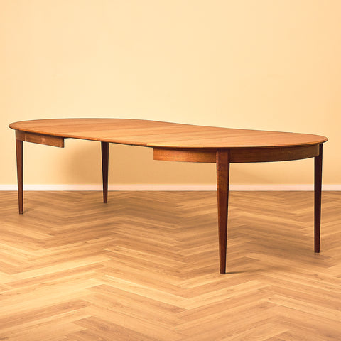 Large Round Teak Dining Table with Three Leaves