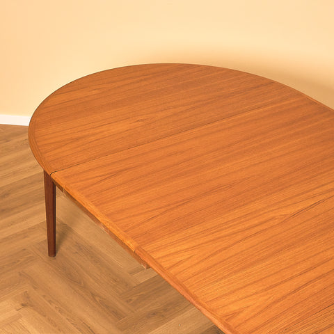 Large Round Teak Dining Table with Three Leaves