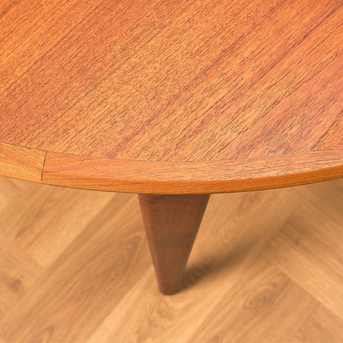 Large Round Teak Dining Table with Three Leaves