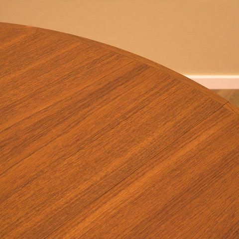 Large Round Teak Dining Table with Three Leaves