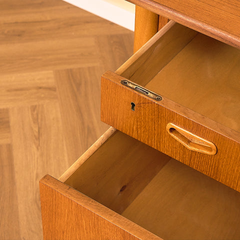 Swedish writing desk in teak and oak