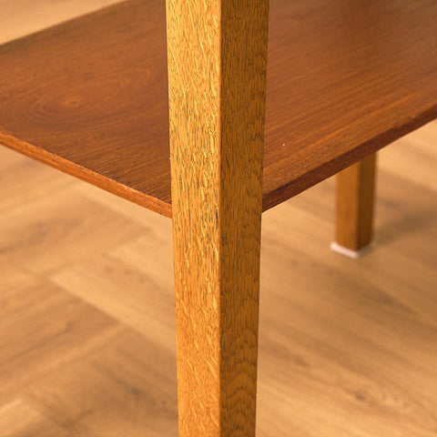 Side table in teak and oak