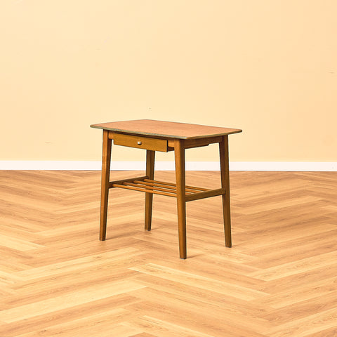 Swedish bedside table in beech and teak