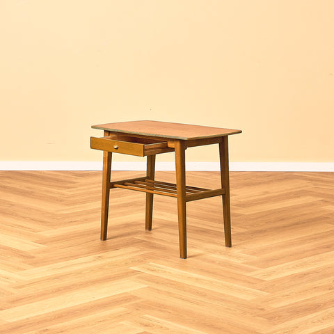 Swedish bedside table in beech and teak