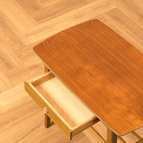 Swedish bedside table in beech and teak