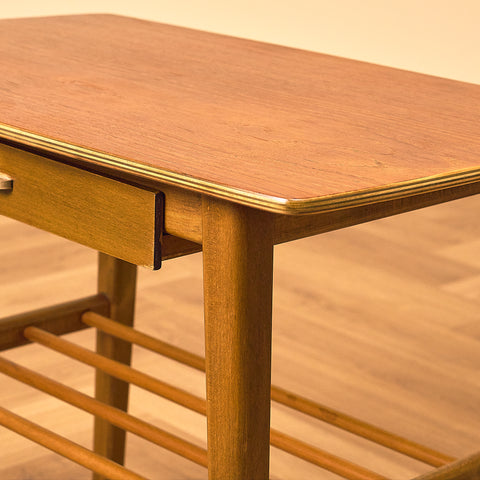 Swedish bedside table in beech and teak