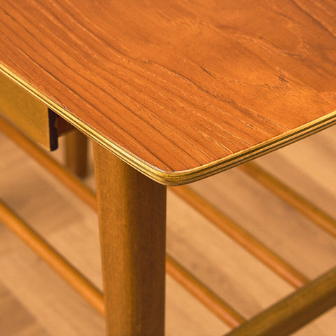 Swedish bedside table in beech and teak