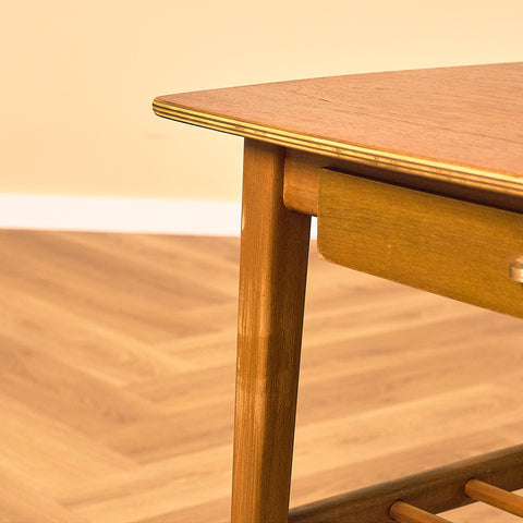 Swedish bedside table in beech and teak