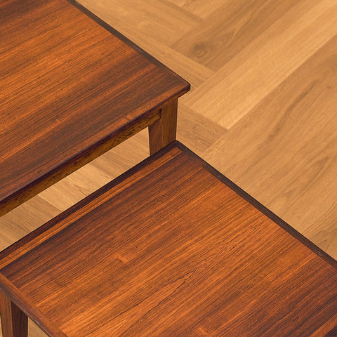 Danish set of nest of tables in Santos rosewood by Kvalitet Form Funktion