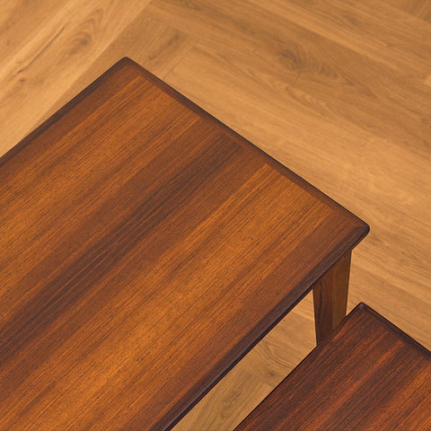 Danish set of nest of tables in Santos rosewood by Kvalitet Form Funktion