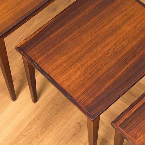 Danish set of nest of tables in Santos rosewood by Kvalitet Form Funktion