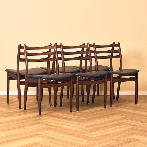 Danish set of 10 dining chairs in Santos rosewood