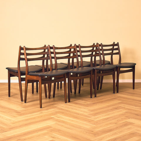 Danish set of 10 dining chairs in Santos rosewood