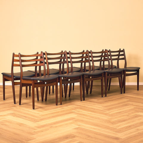 Danish set of 10 dining chairs in Santos rosewood