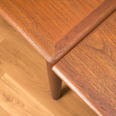 Danish dining table in teak and walnut