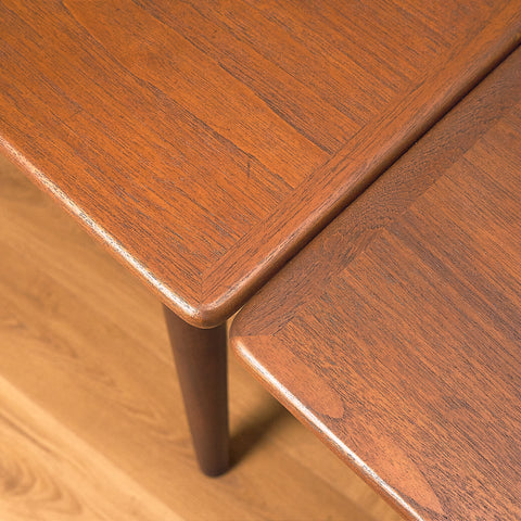 Danish dining table in teak and walnut
