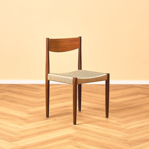 Danish dining chairs in teak and walnut by Poul Volther for Frem Røjle
