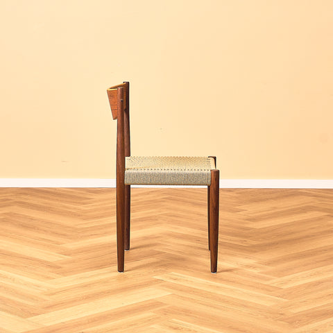 Danish dining chairs in teak and walnut by Poul Volther for Frem Røjle