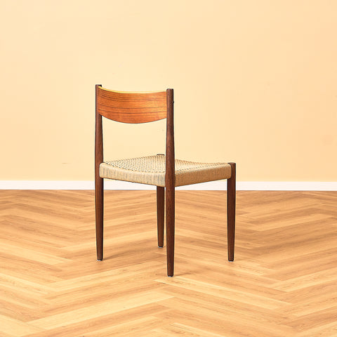 Danish dining chairs in teak and walnut by Poul Volther for Frem Røjle
