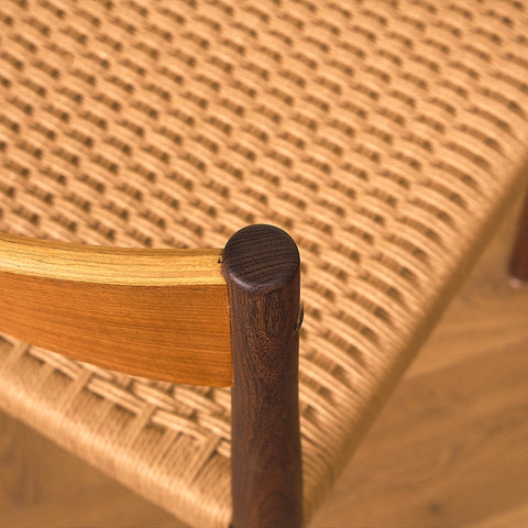 Danish dining chairs in teak and walnut by Poul Volther for Frem Røjle