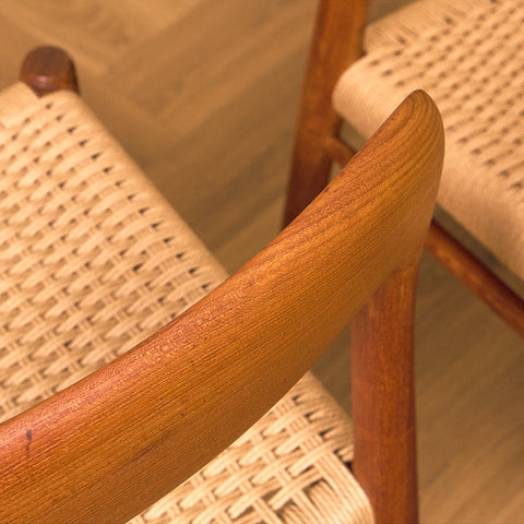 Danish dining chairs in solid teak by Niels Otto Møller for J.L. Møllers, model 75