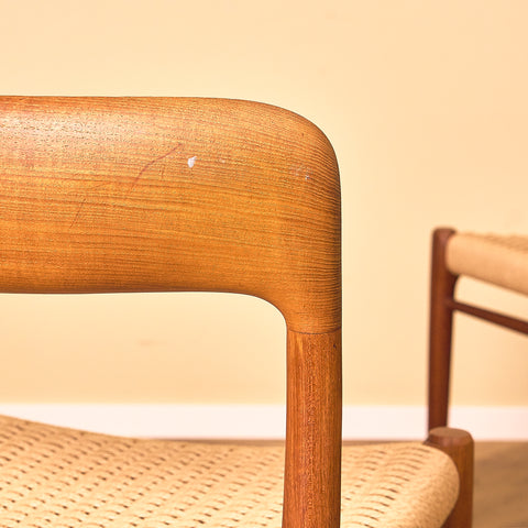 Danish dining chairs in solid teak by Niels Otto Møller for J.L. Møllers, model 75