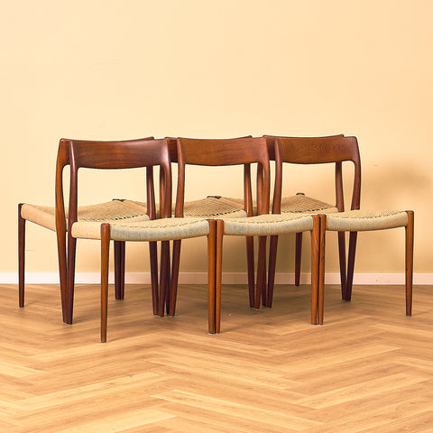 Danish dining chairs 'model 77' in teak by Niels Otto Møller for J.L. Møllers Møbelfabrik