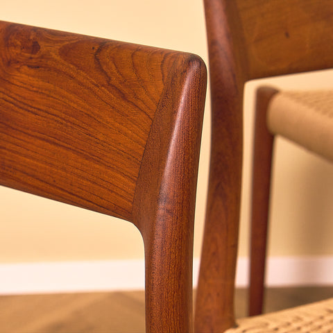 Danish dining chairs 'model 77' in teak by Niels Otto Møller for J.L. Møllers Møbelfabrik