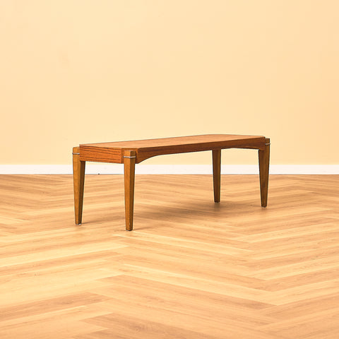 Teak Side Table with Metal Leg Brackets