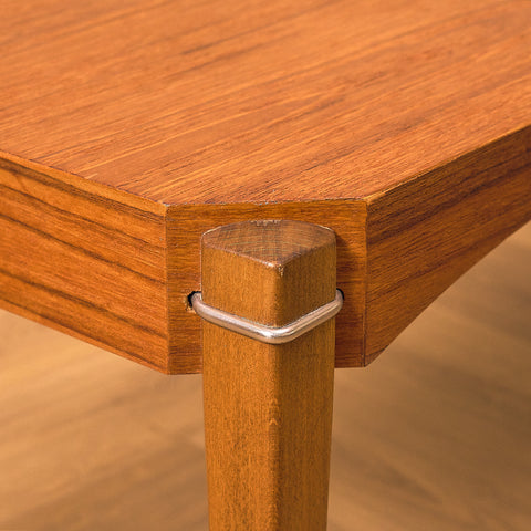 Teak Side Table with Metal Leg Brackets
