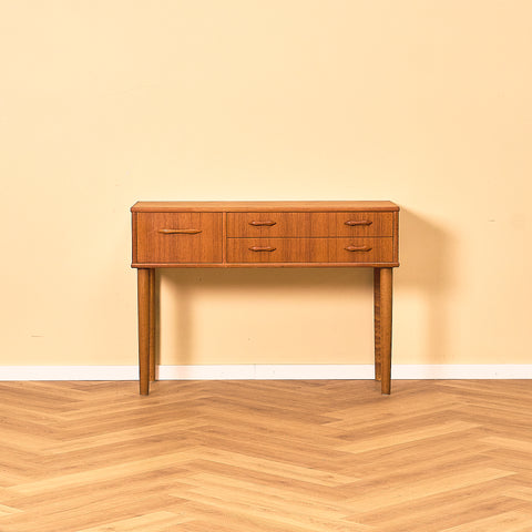 Swedish side table in teak and oak
