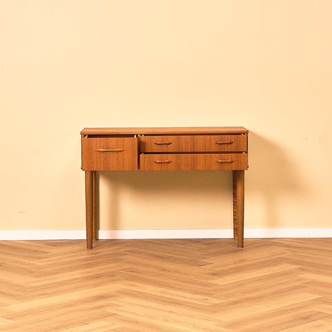 Swedish side table in teak and oak